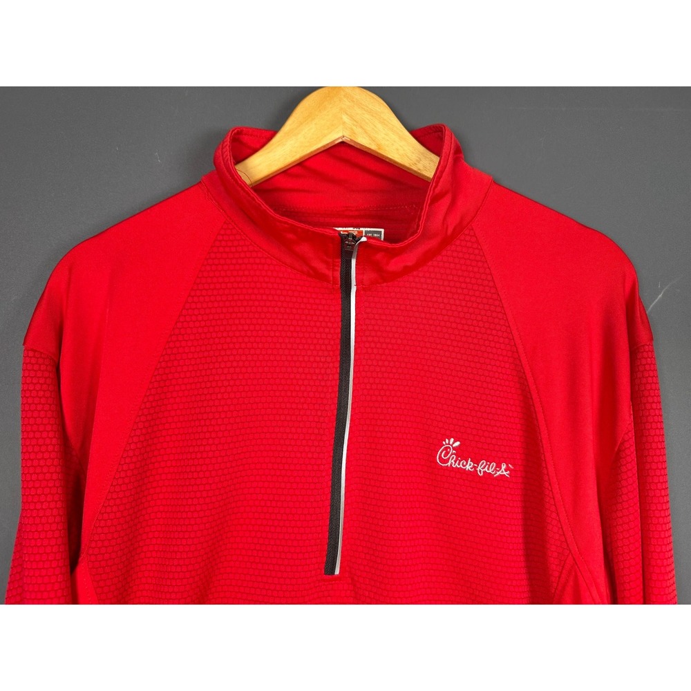 Oobe Chick-fil-A Mens Large Red Hydrovent Quarter Zip Pullover Long Sleeve